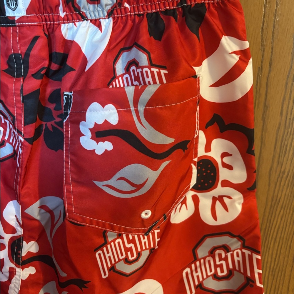 Wes and Willy Men's OSU Buckeyes Brutus Floral Swim Trunks Shorts - Picture 5 of 12